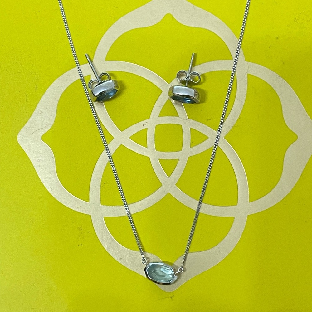 Kendra Scott 14k white gold, and blue topaz Nellie set.